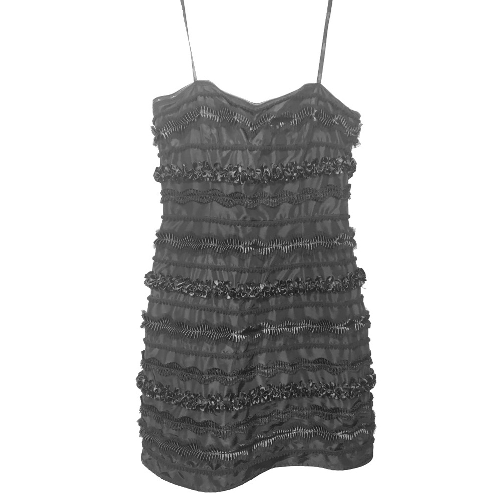 Strapless black mini dress